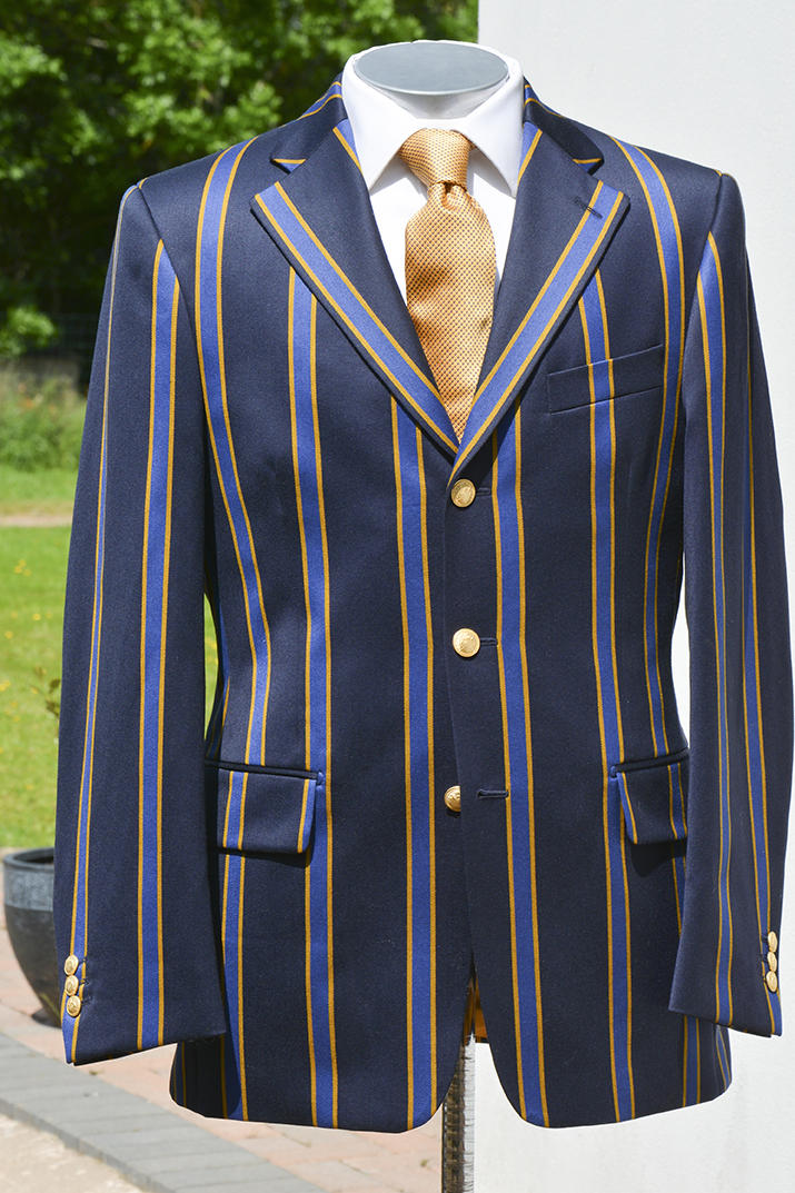 Navy Blue Yellow Striped Blazer Cloth