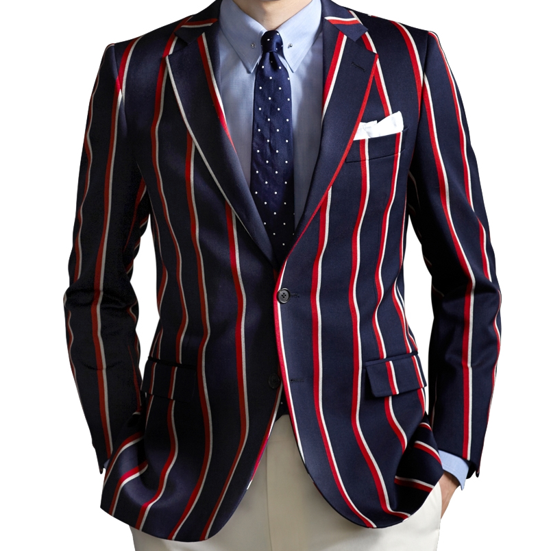 Blue Red White Striped Blazer